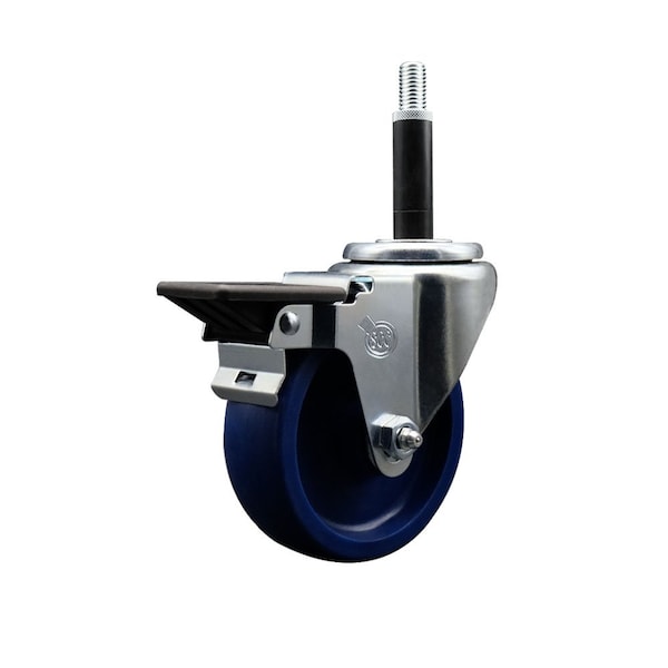 4'' Solid Poly Swivel 3/4'' Expanding Stem Caster with Brake